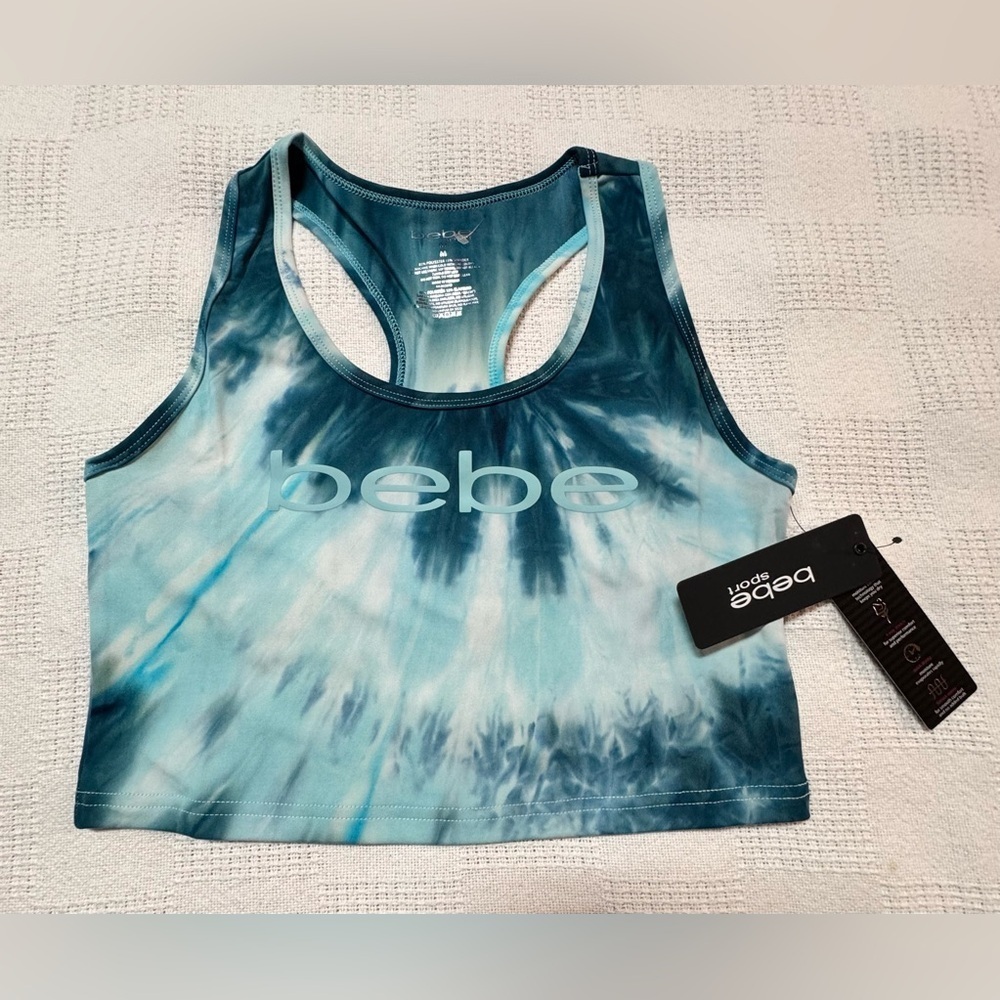 Bebe Teal Tie-Dye Sports Racerback Tank